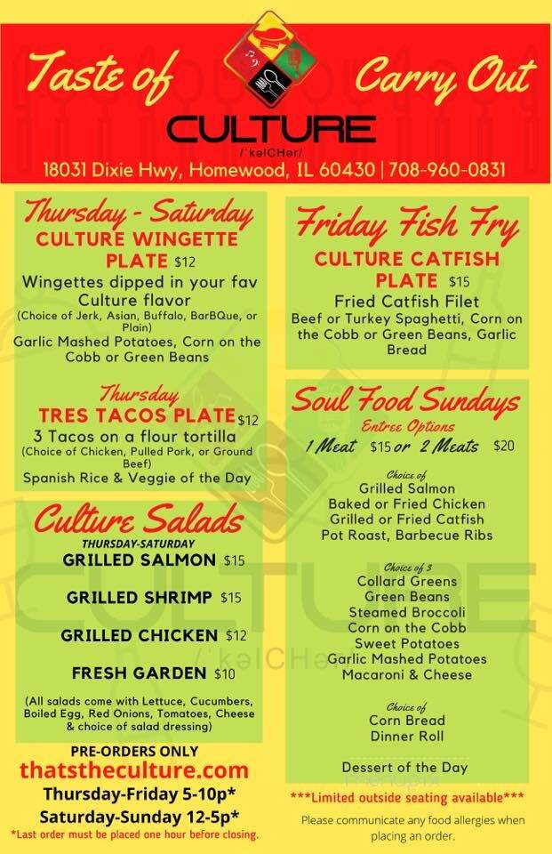 Culture Food & Entertainment - Homewood, IL menu_pic