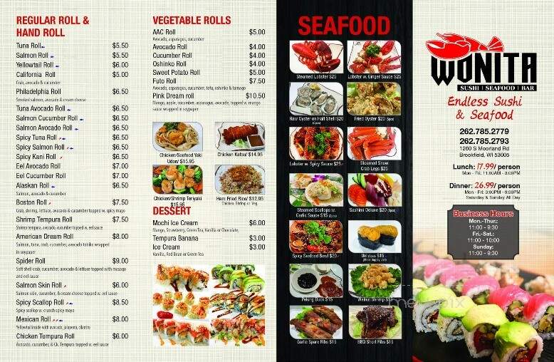 Wonita Sushi and Seafood Bar - Brookfield, WI menu_pic