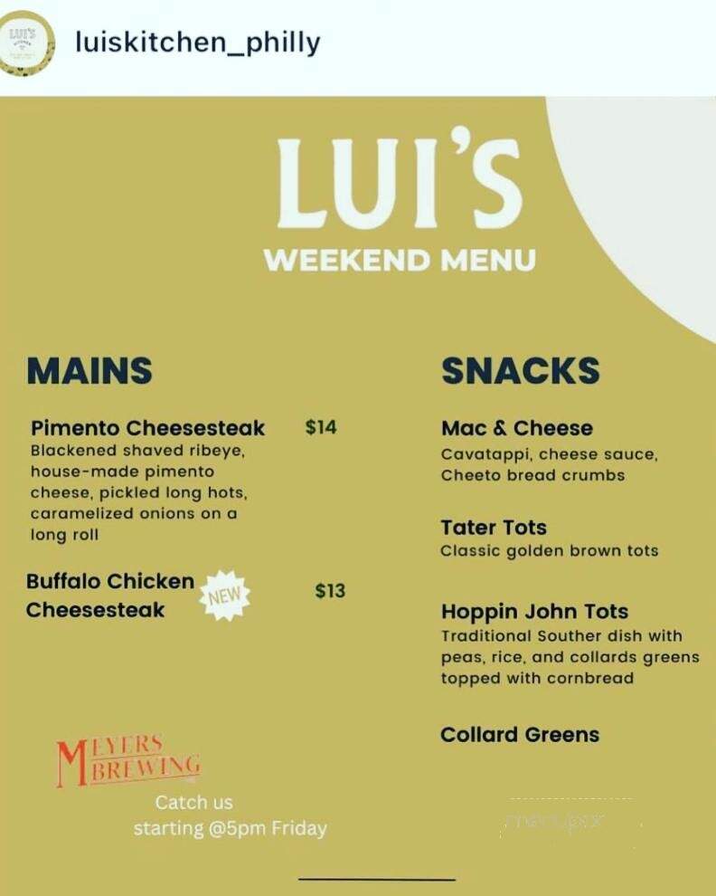Meyers Brewing Company - Philadelphia, PA menu_pic