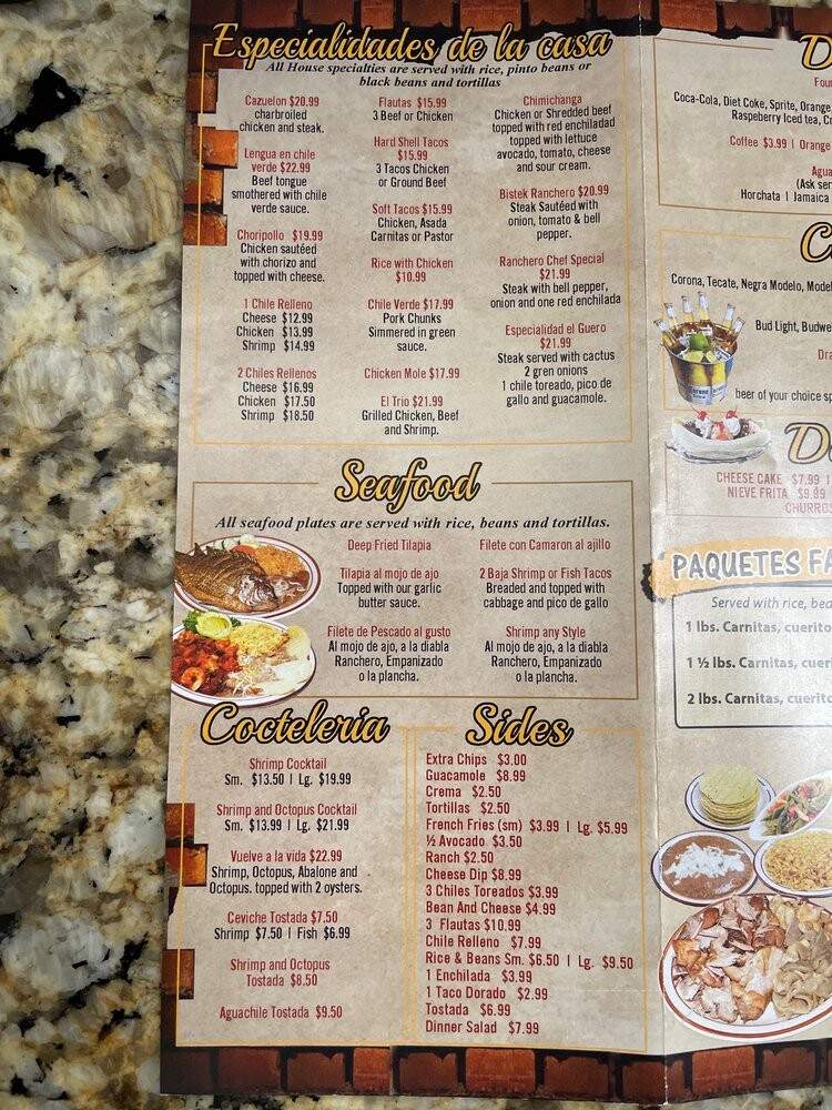 El Guero Mexican Bar and Grill - Palm Desert, CA menu_pic