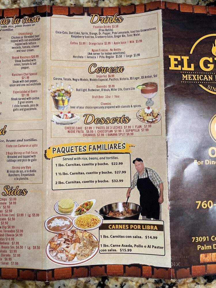El Guero Mexican Bar and Grill - Palm Desert, CA menu_pic