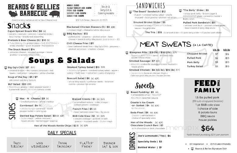 Beards & Bellies BBQ - Newport, KY menu_pic