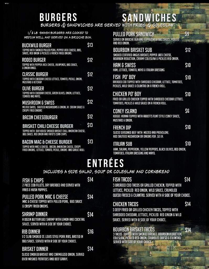 Buckwild Saloon - Fostoria, MI menu_pic