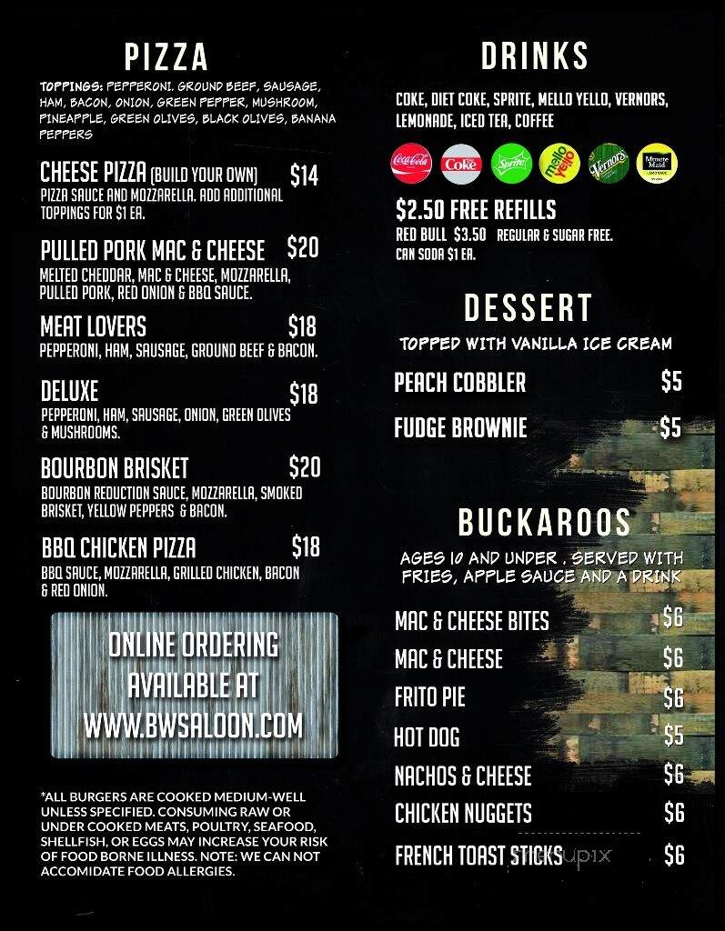 Buckwild Saloon - Fostoria, MI menu_pic