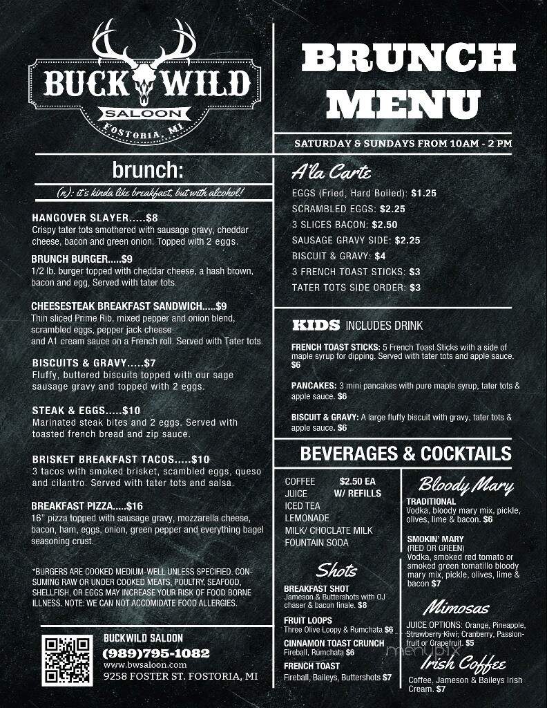 Buckwild Saloon - Fostoria, MI menu_pic