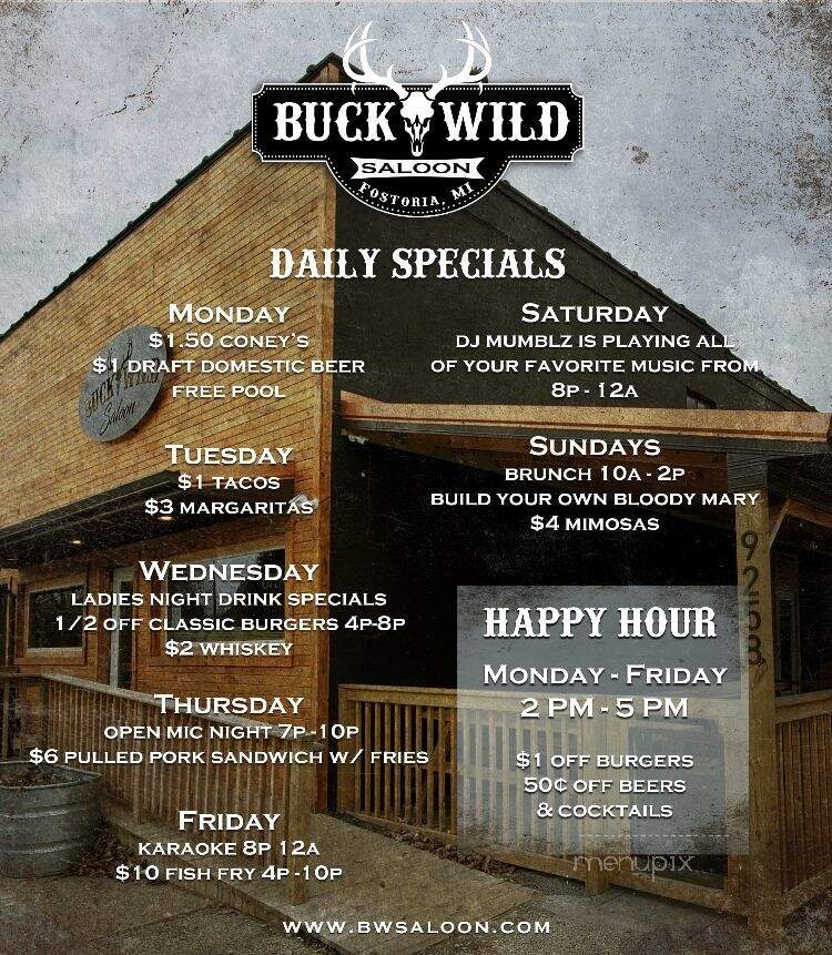 Buckwild Saloon - Fostoria, MI menu_pic