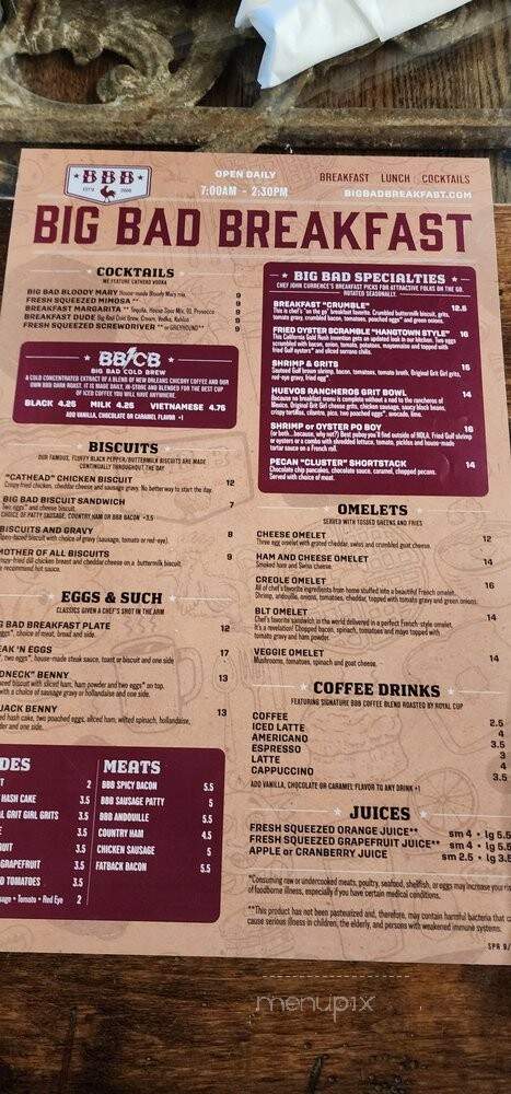 Big Bad Breakfast - Spring Hill, TN menu_pic