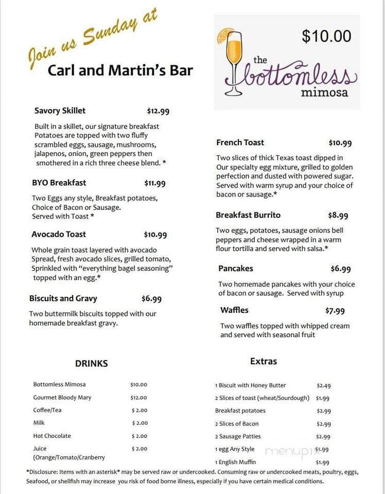 Carl and Martin's Bar - Henderson, NV menu_pic