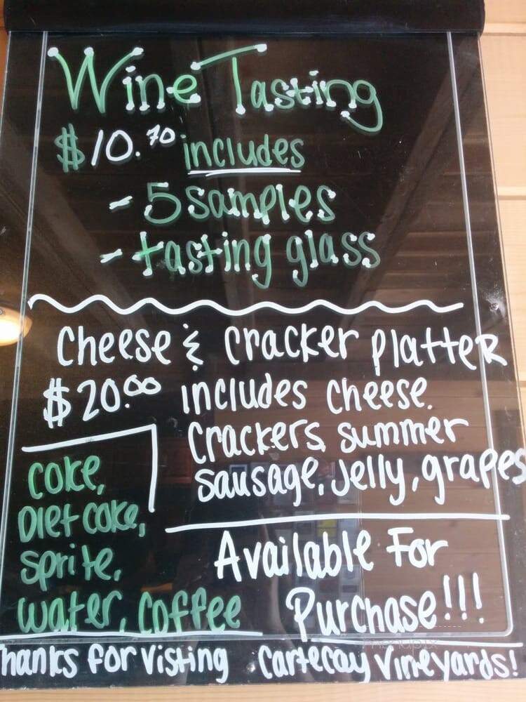 Cartecay Vineyards - Ellijay, GA menu_pic