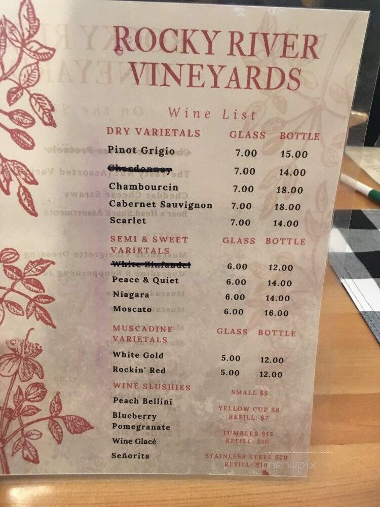 Rocky River Vineyards - Midland, NC menu_pic