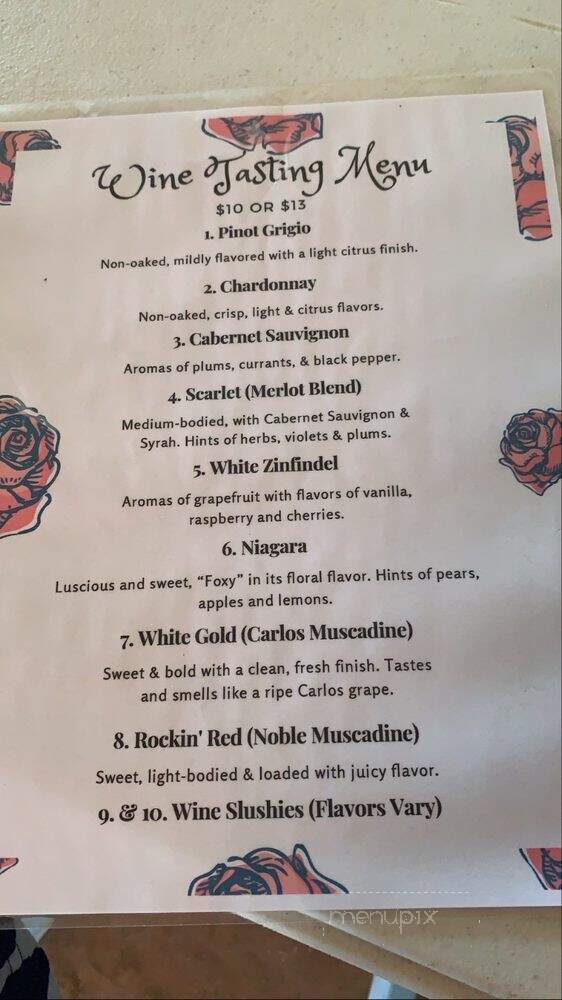 Rocky River Vineyards - Midland, NC menu_pic