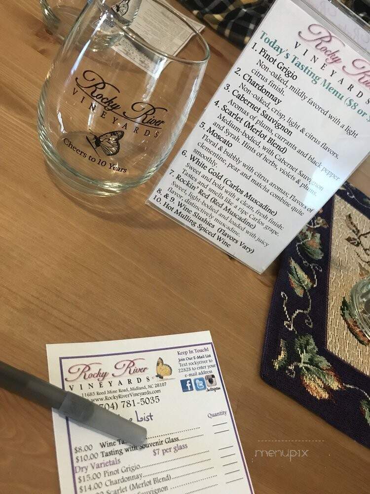 Rocky River Vineyards - Midland, NC menu_pic
