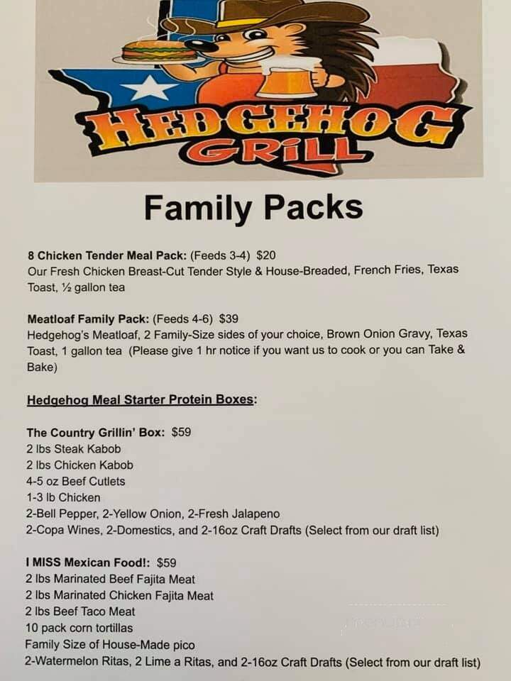 HedgeHog Grill - Waller, TX menu_pic