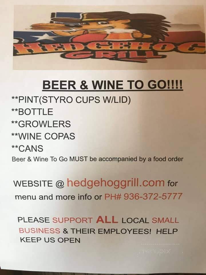 HedgeHog Grill - Waller, TX menu_pic