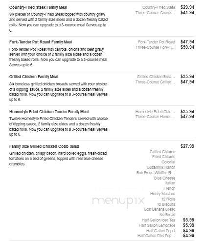 Bob Evans Restaurant - Austintown, OH menu_pic