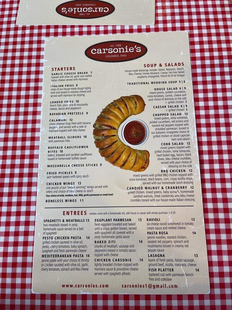 Carsonie's Restaurant - Westerville, OH menu_pic