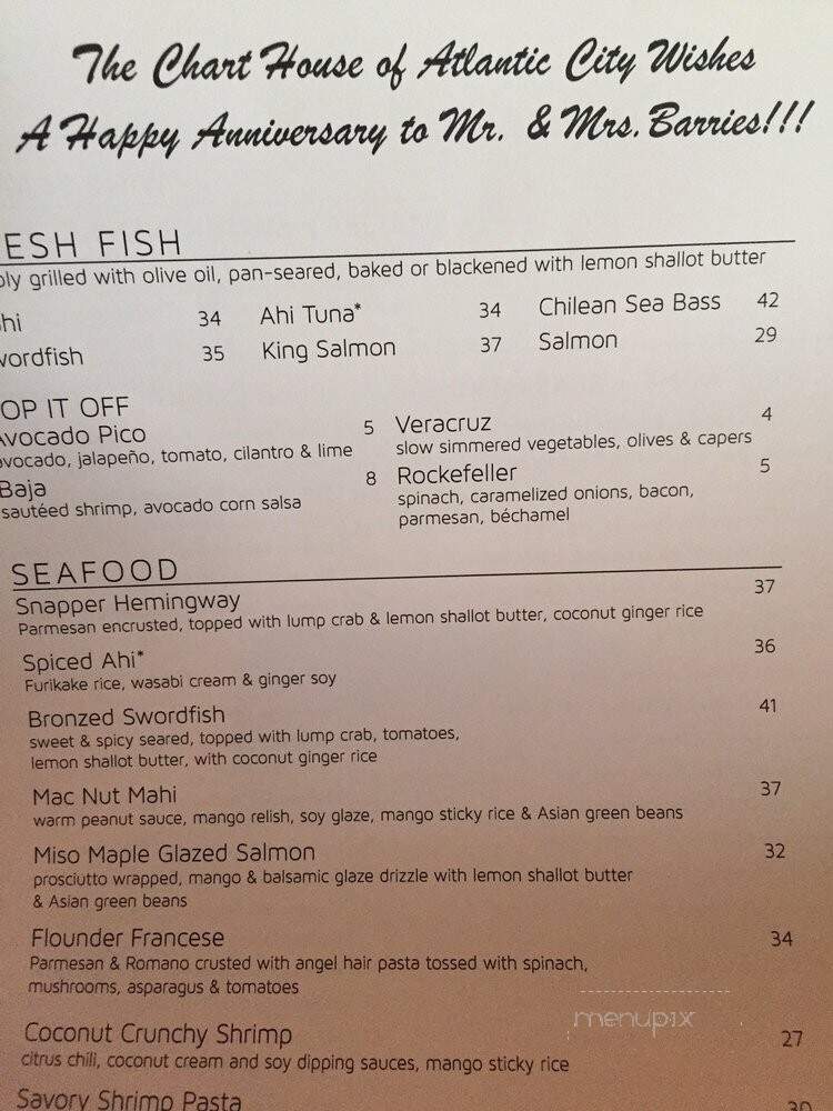 Chart House at the Golden Nugget Casino - Atlantic City, NJ menu_pic