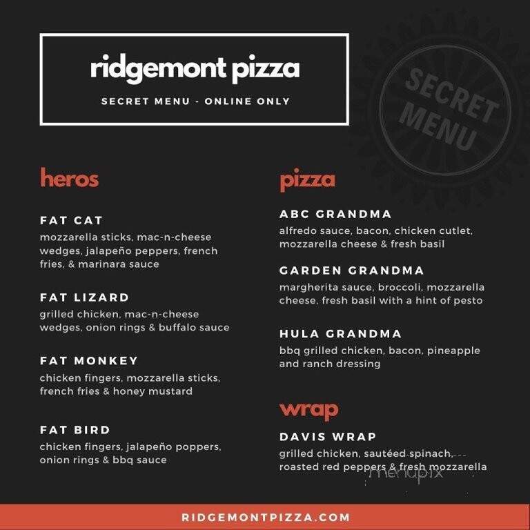 Ridgemont Pizza and Restaurant - Park Ridge, NJ menu_pic