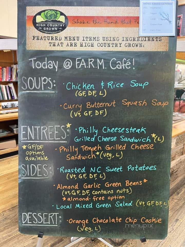 F.A.R.M Cafe - Boone, NC menu_pic