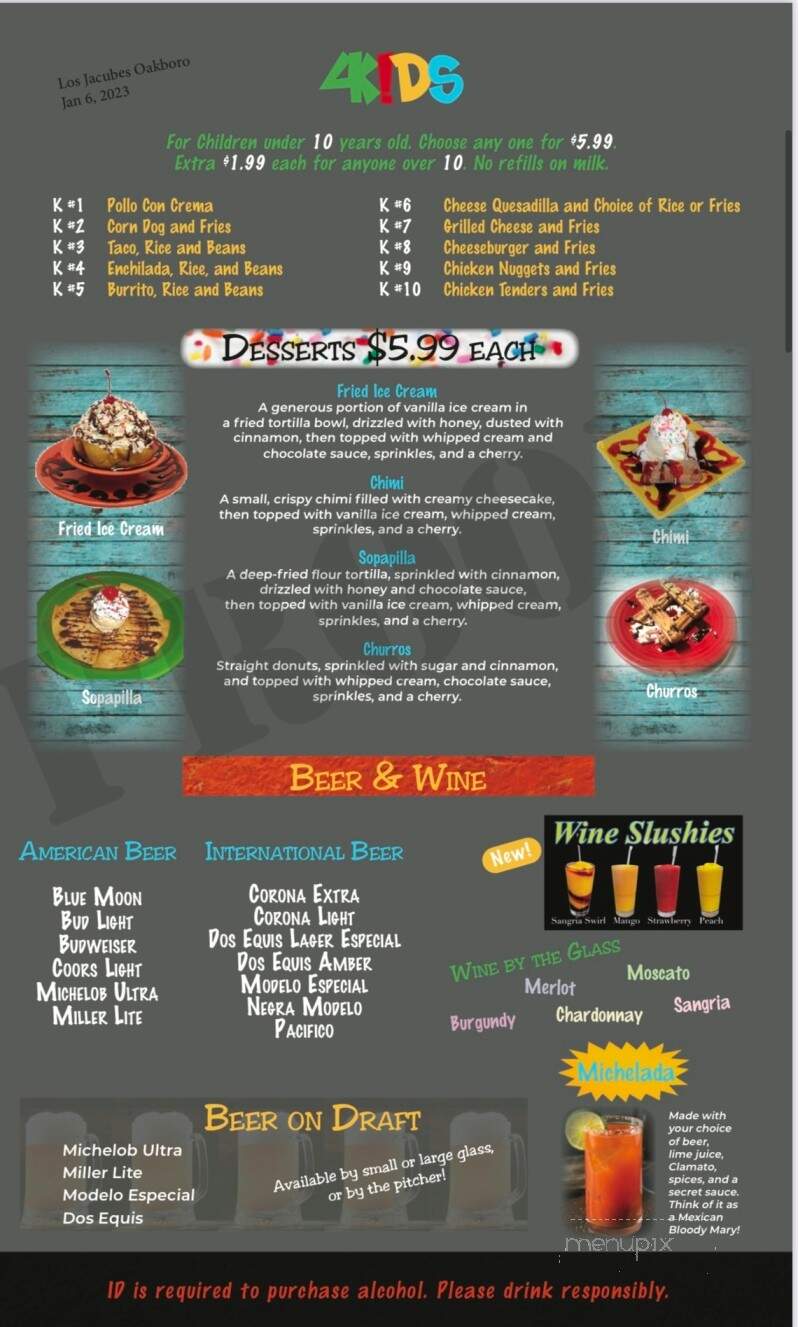 Los Jacubes Family Mexican Restaurant - Oakboro, NC menu_pic