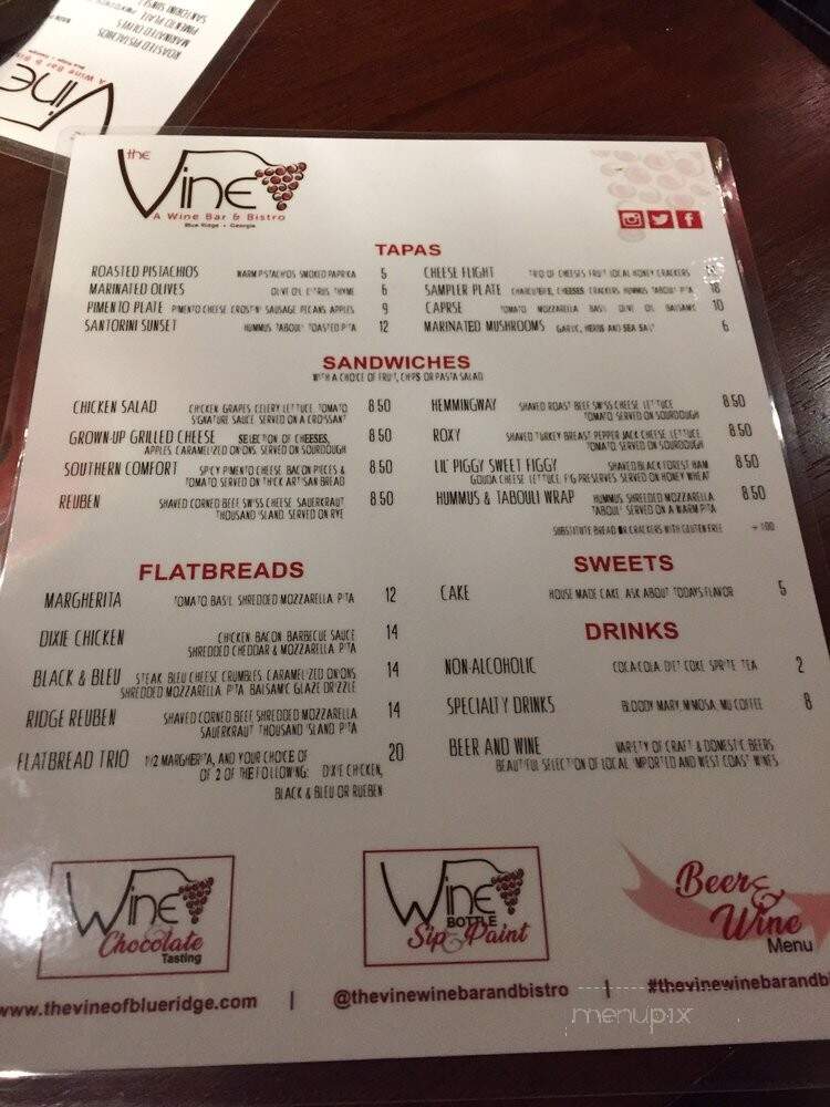 The Vines - Blue Ridge, GA menu_pic
