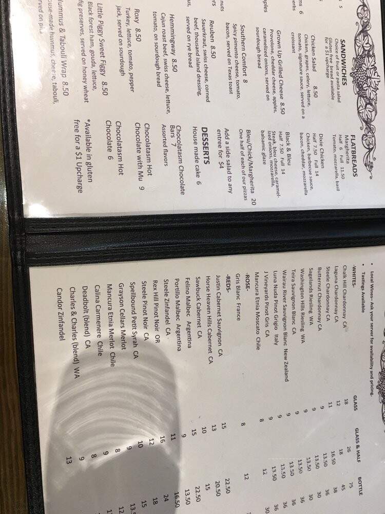 The Vines - Blue Ridge, GA menu_pic