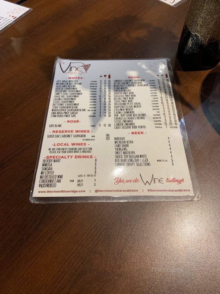 The Vines - Blue Ridge, GA menu_pic