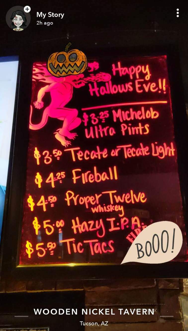 Wooden Nickel Tavern - Tucson, AZ menu_pic