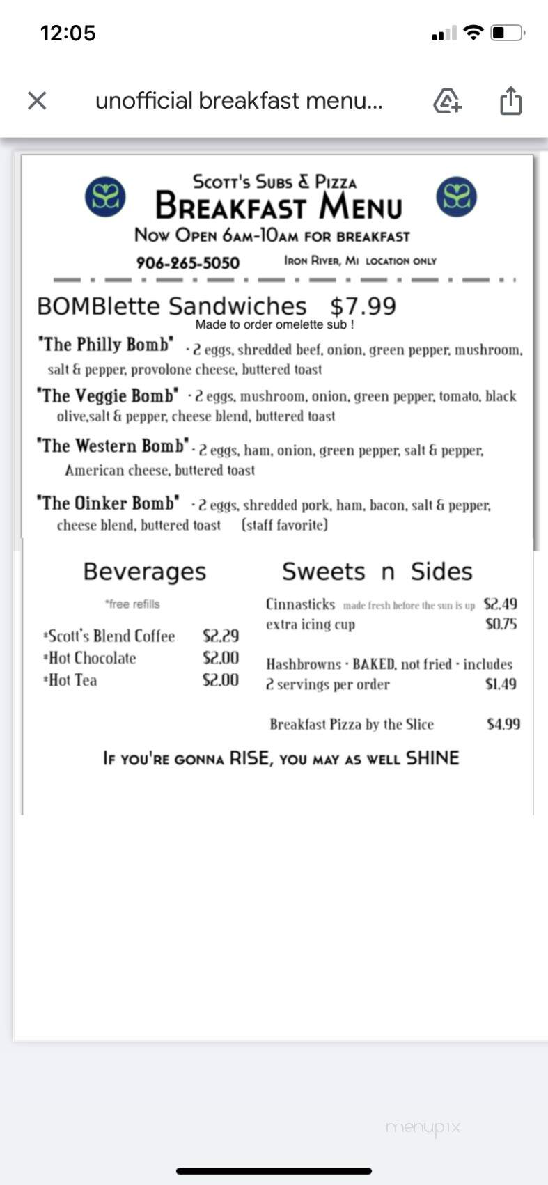 Scott's Party Store - Iron River, MI menu_pic