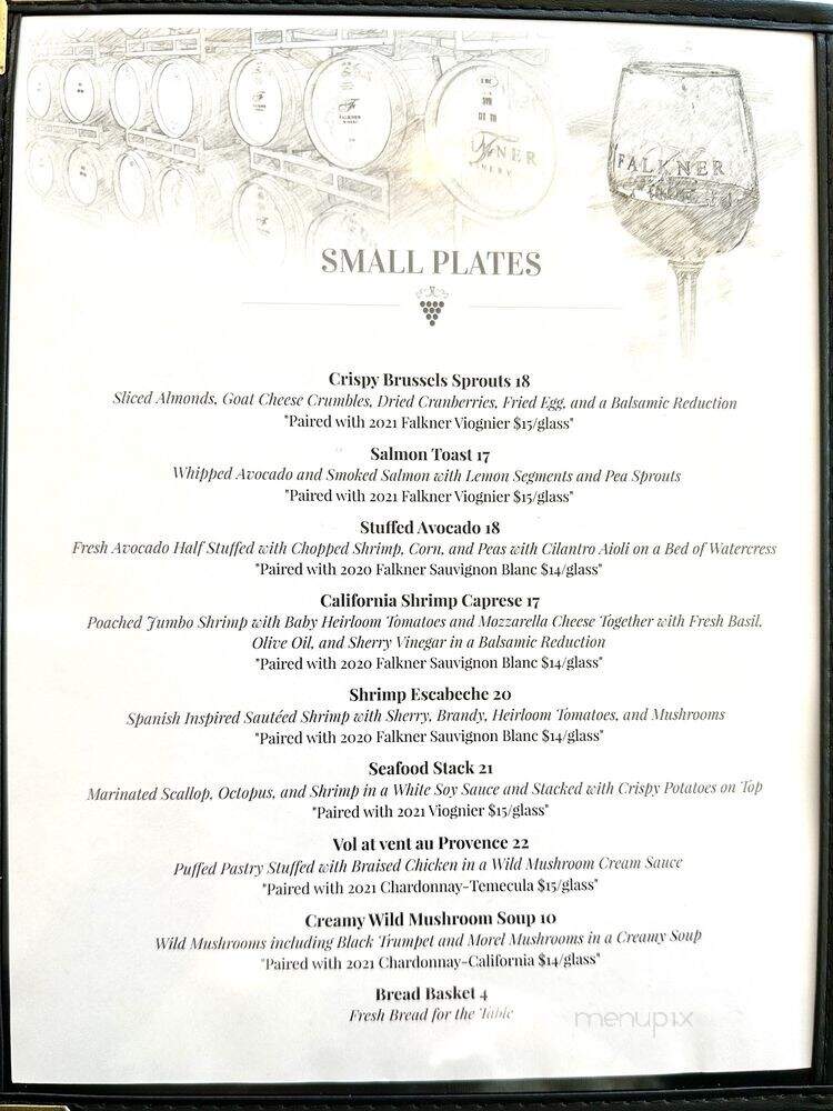 The Pinnacle Restaurant at Falkner Winery - Temecula, CA menu_pic