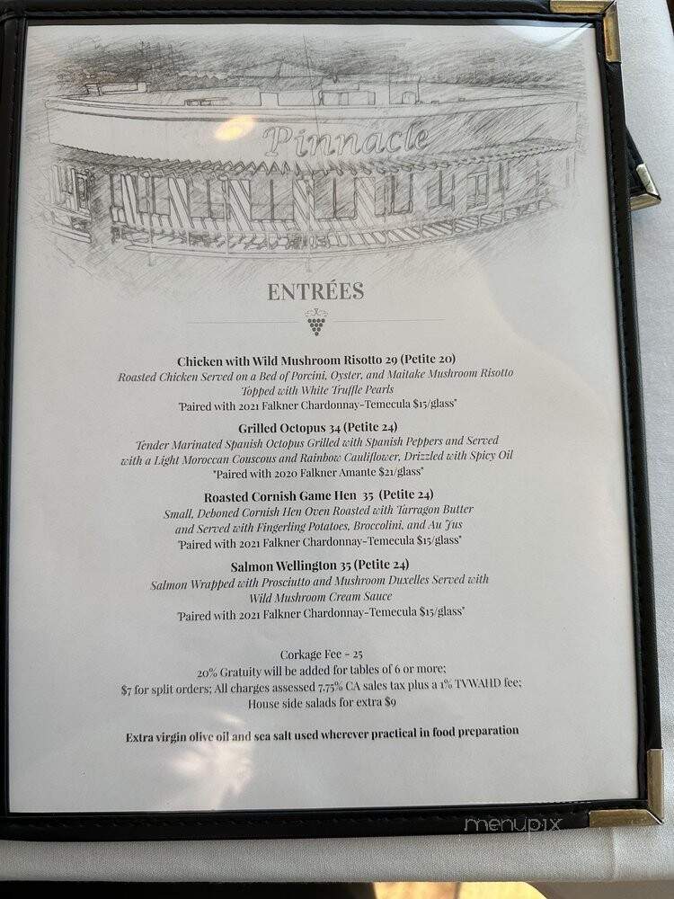 The Pinnacle Restaurant at Falkner Winery - Temecula, CA menu_pic