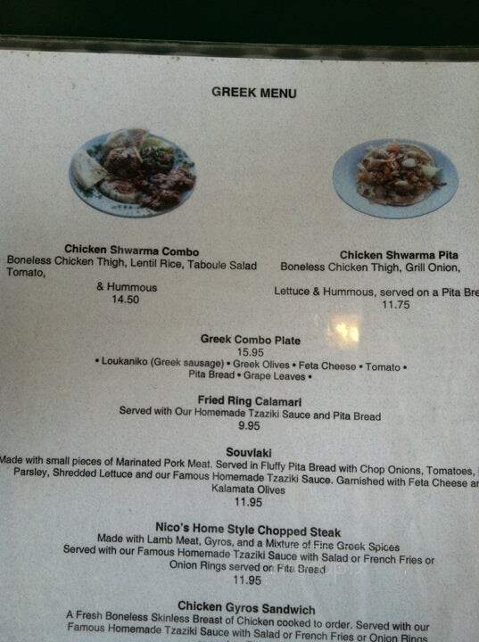 Nico's Family Restaurant - Canoga Park, CA menu_pic