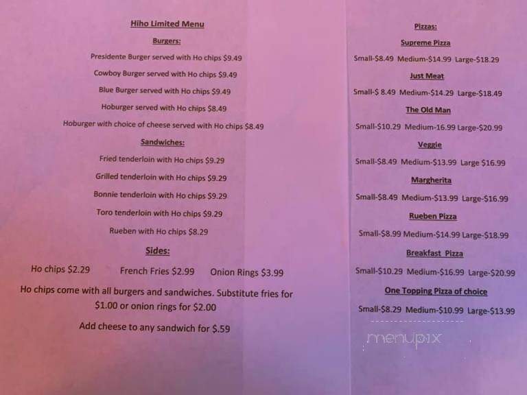 Hi-Ho Bar & Grill - Saint Joseph, MO menu_pic