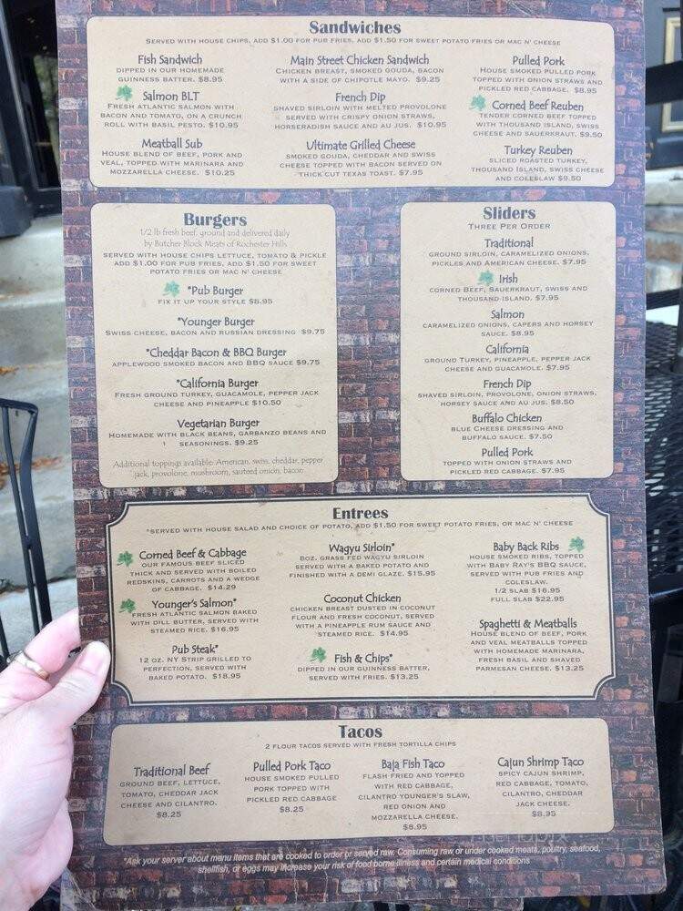 Younger's Irish Tavern - Romeo, MI menu_pic