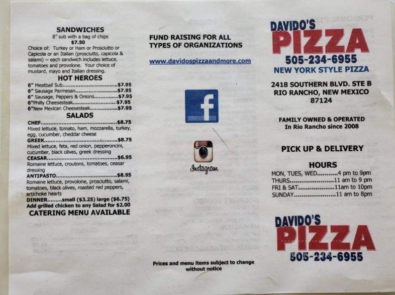 Davido's Pizza & More - Rio Rancho, NM
