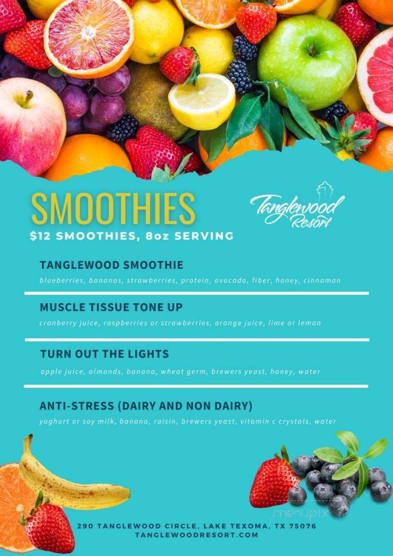 Tanglewood Resort - Pottsboro, TX menu_pic