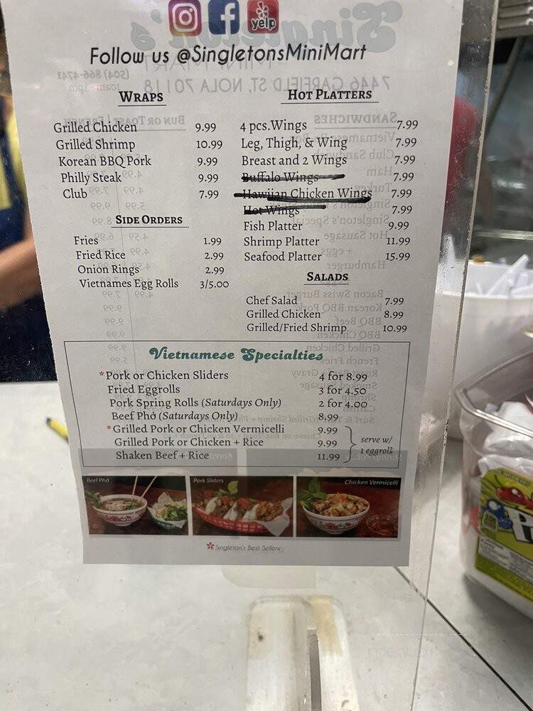 Singleton's Poboy - New Orleans, LA menu_pic