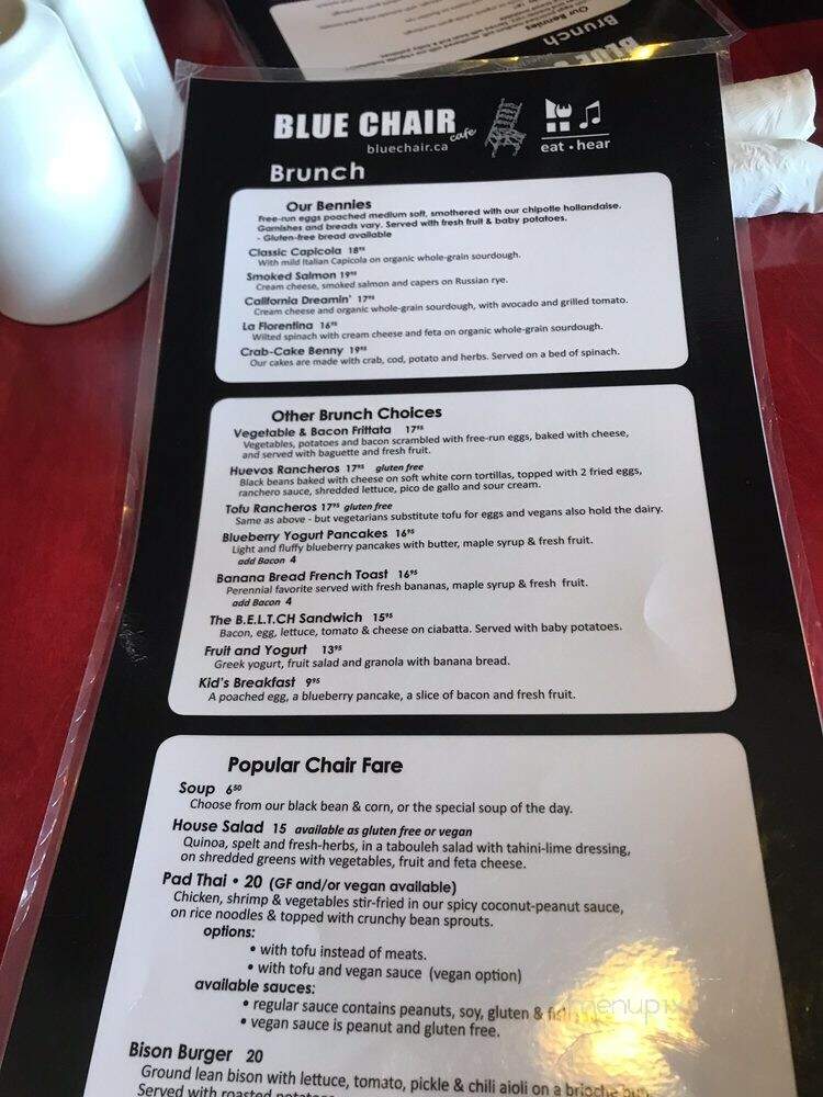 Blue Chair Cafe - Edmonton, AB menu_pic