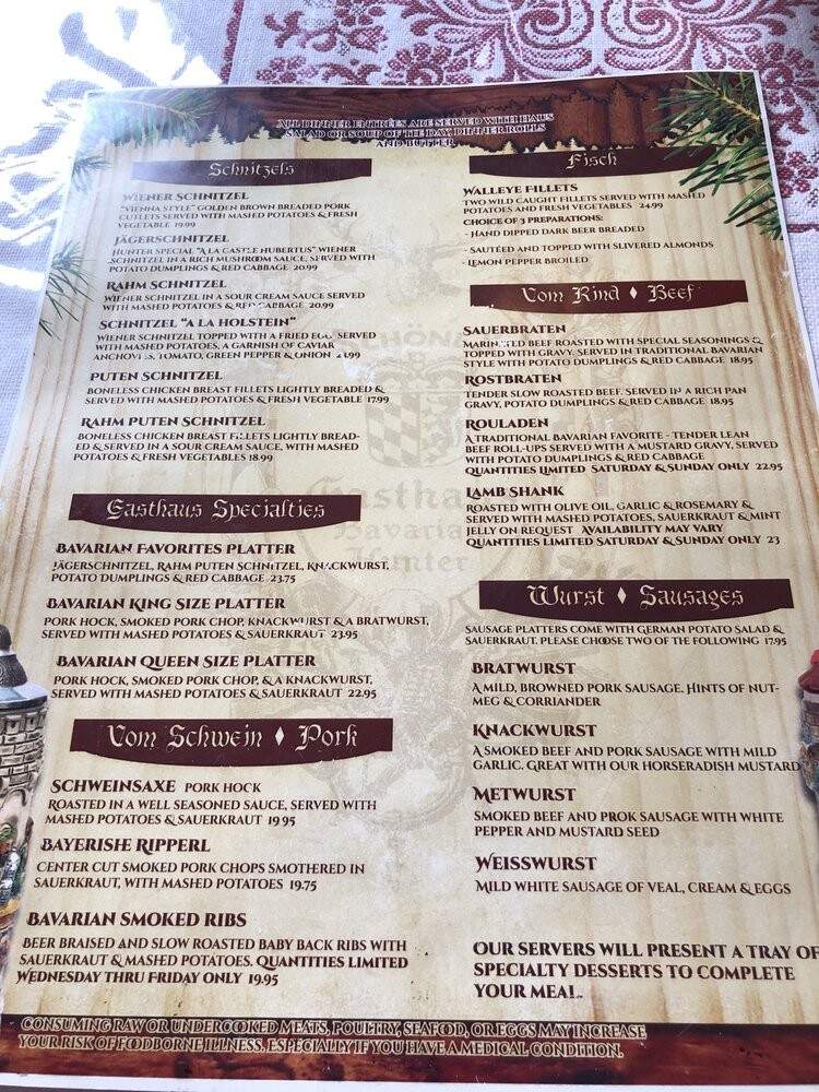 Gasthaus Bavarian Hunter - Stillwater, MN menu_pic