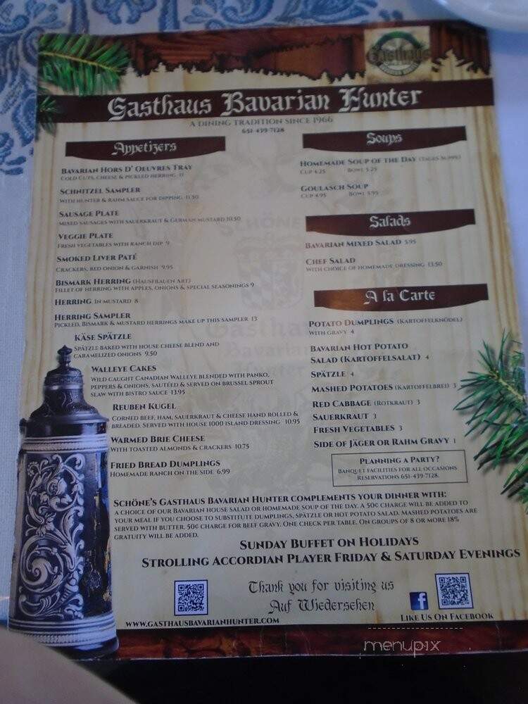 Gasthaus Bavarian Hunter - Stillwater, MN menu_pic