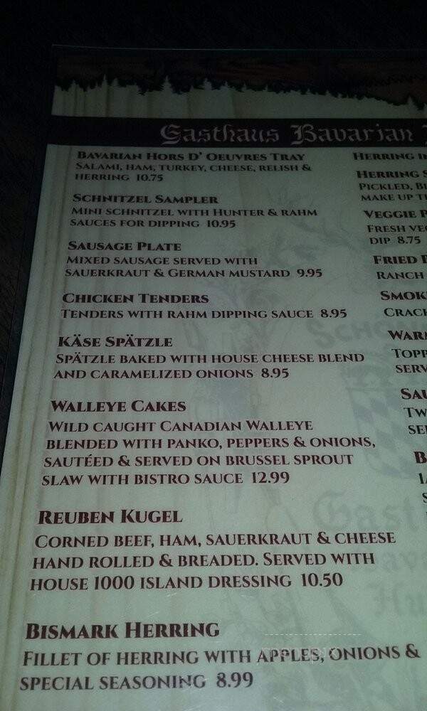 Gasthaus Bavarian Hunter - Stillwater, MN menu_pic