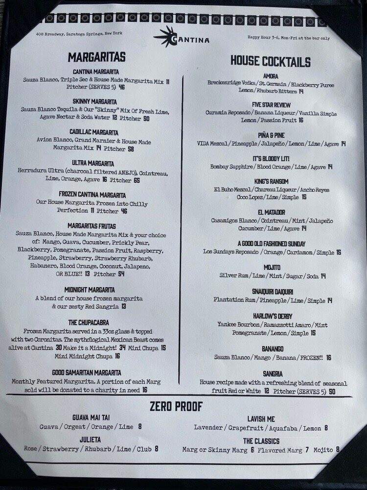 Cantina - Saratoga Springs, NY menu_pic