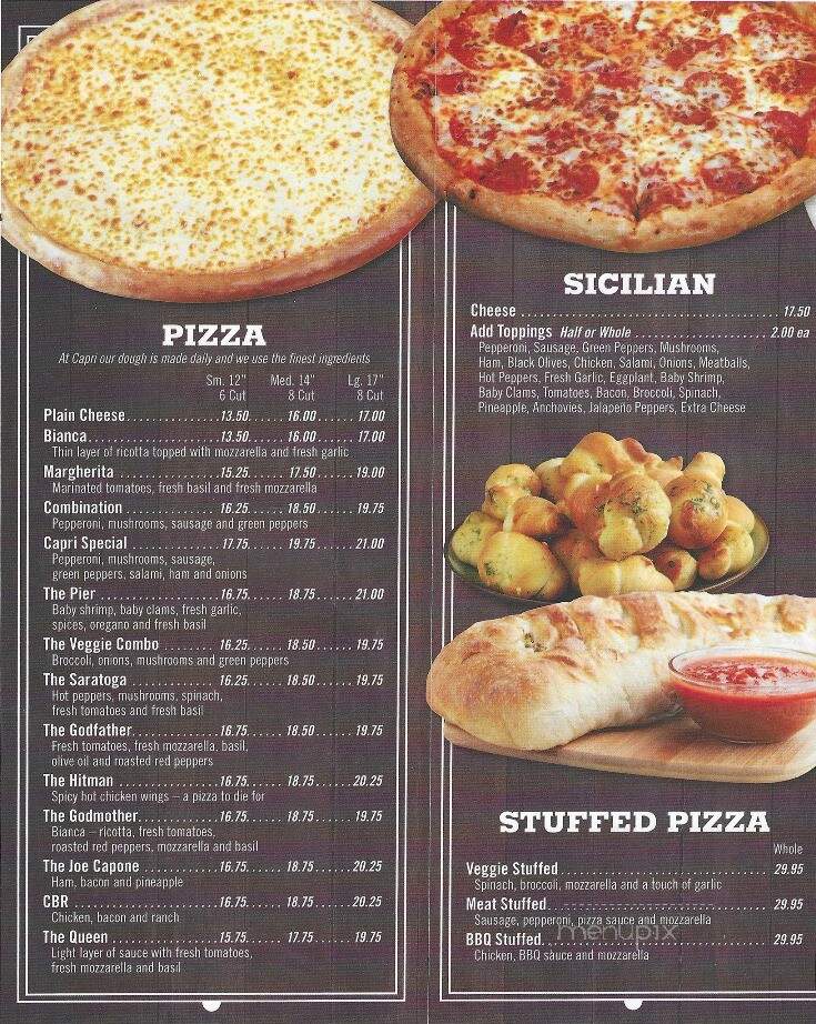 Capri Pizzeria & Restaurant - Lake George, NY menu_pic