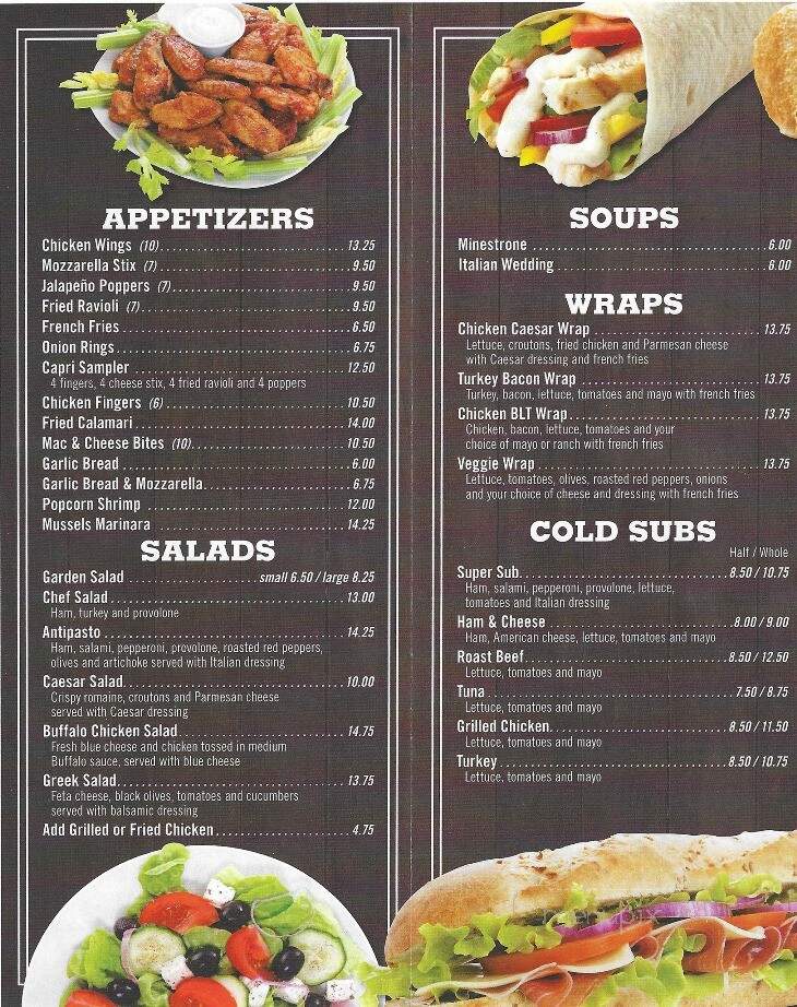 Capri Pizzeria & Restaurant - Lake George, NY menu_pic