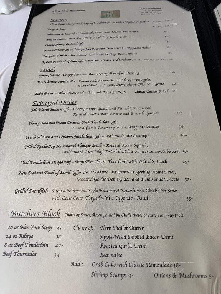 Three Birds Restaurant - Corning, NY menu_pic