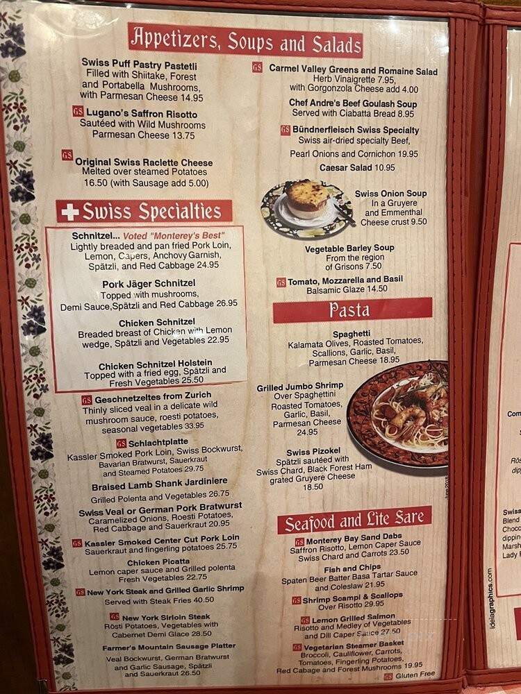 Lugano Swiss Bistro - Carmel, CA menu_pic