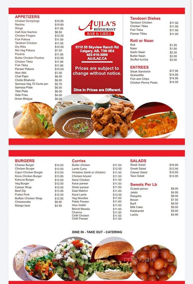 Aujla's Restaurant Bar & Grill - Calgary, AB menu_pic