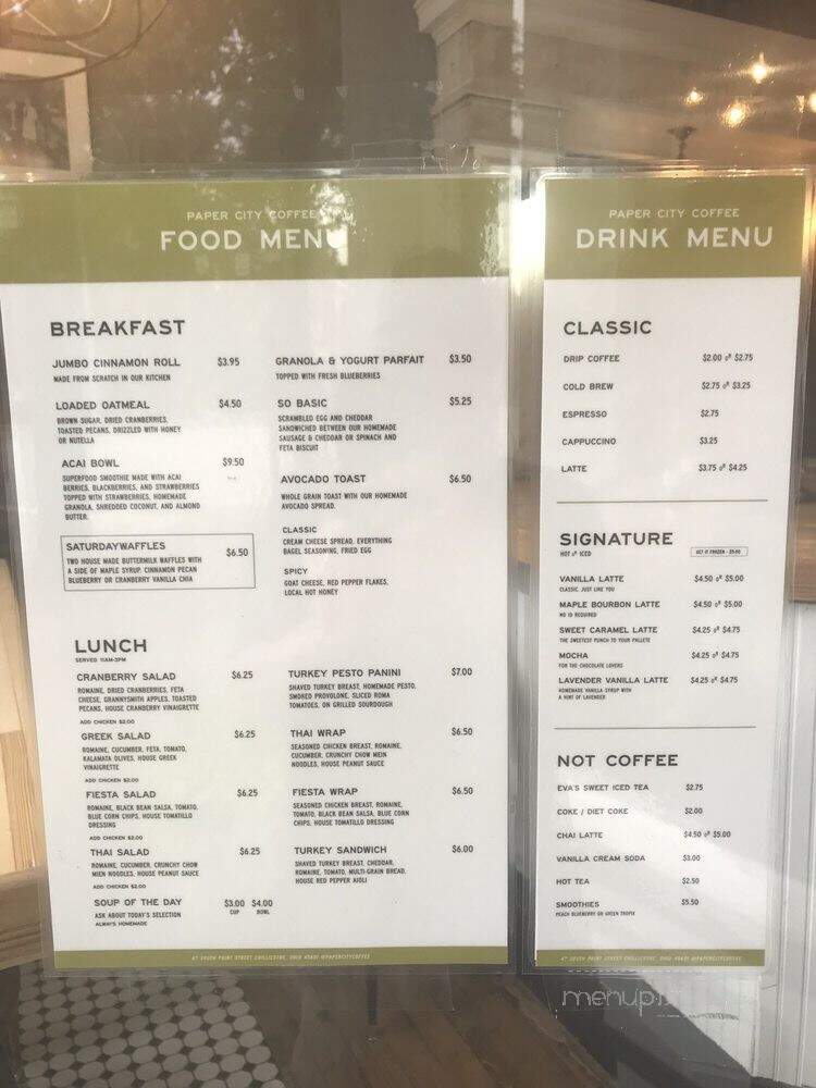 Paper City Coffee - Chillicothe, OH menu_pic