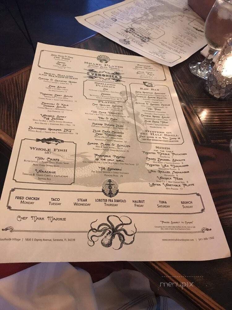 Veronica Fish and Oyster - Sarasota, FL menu_pic