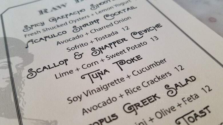 Veronica Fish and Oyster - Sarasota, FL menu_pic